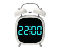 Sveglia digitale a doppia campana con forte suoneria meccanica, display a LED da 10 cm, funzionamento silenzioso senza ticchettio, per camera da letto, comodino, scrivania, ufficio, uso domestico