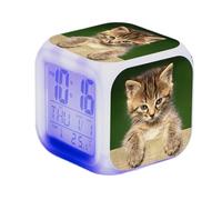 Sveglia digitale a forma di gatto, per bambini, a LED, a forma di cubo, sveglia elettronica colorata, per gli amanti dei gatti, per aule e il soggiorno