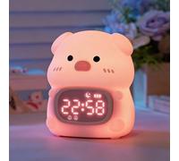 Sveglia digitale a forma di maiale con luce notturna per bambini, orologio per allenamento del sonno con colori RGB, orologio OK to Wake, lampada ricaricabile in silicone a forma di animale carino per
