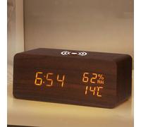 Sveglia digitale a LED con caricabatterie wireless moderno per mensola