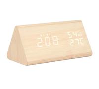Sveglia Digitale a LED con Cifre LED più Chiare e Design Elegante per L'arredamento della Camera da Letto, Orologio in Legno con Controllo Vocale per un Risveglio Tranquillo, Orologio (Bambù)