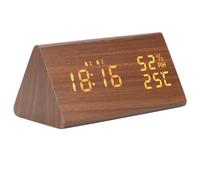 Sveglia Digitale a LED con Cifre LED più Chiare e Design Elegante per L'arredamento della Camera da Letto, Orologio in Legno con Controllo Vocale per un Risveglio Tranquillo, Orologio (Legno