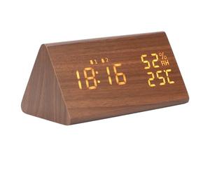 Sveglia Digitale a LED con Cifre LED più Chiare e Design Elegante per L'arredamento della Camera da Letto, Orologio in Legno con Controllo Vocale per un Risveglio Tranquillo, Orologio (Legno
