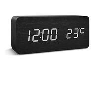 Sveglia digitale a LED con connessione di ricarica USB, ampio display a cifre, luminosità regolabile, sveglia, calendario, orologio da tavolo - nero