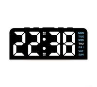 Sveglia digitale a LED con controllo del suono, display elettronico a specchio, monitor della temperatura, decorazione da tavolo regolabile, 16 x 4,7 x 6 (A)