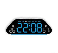 Sveglia digitale a LED con funzione silenziosa, display da parete che mostra ora, data, temperatura, conto alla rovescia, luminosità regolabile, modalità sonno, Fahrenheit (bianco blu)