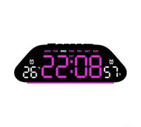 Sveglia digitale a LED con funzione silenziosa, display da parete che mostra ora, data, temperatura, conto alla rovescia, luminosità regolabile, modalità sonno, Fahrenheit (nero rosso)