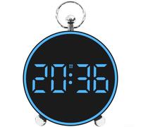 Sveglia digitale a LED con ora, data, visualizzazione della temperatura, impostazione vocale, dimmer luce notturna e funzioni di memoria (blu)