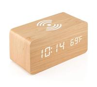 Sveglia digitale a LED, elegante superficie effetto legno e ora legale manuale per camera da letto, scrivania, casa - Radio FM e timer di sp