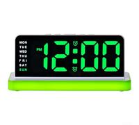 Sveglia digitale a LED moderna con ampio display, data, formato 12/24 ore e luce notturna regolabile, per la casa o l'ufficio, design elegante, colori multipli (verde)