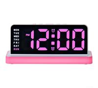 Sveglia digitale a LED moderna con ampio display, data, formato 12/24 ore e luce notturna regolabile, per la casa o l'ufficio, design elegante, diversi colori (rosa)
