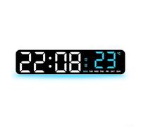 Sveglia digitale a LED per comodino, orologi per camere da letto, con ora, temperatura, conto alla rovescia, display con allarme, per scrivania da ufficio e viaggi, 26,6 x 7 x 4,5 cm (C)