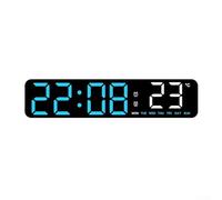 Sveglia digitale a LED per comodino, orologi per camere da letto, con ora, temperatura, conto alla rovescia, display con allarme, per scrivania da ufficio e viaggi, 26,6 x 7 x 4,5 cm (D)