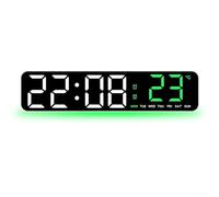 Sveglia digitale a LED per comodino, orologi per camere da letto, con ora, temperatura, conto alla rovescia, per scrivania da ufficio e viaggi, 26,6 x 7 x 4,5 cm (A)