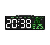 Sveglia digitale alimentata tramite USB, con data, settimana, doppio allarme, conto alla rovescia, snooze, orologio da tavolo, dimmerabile automaticamente, 12/24 ore, ora legale, a LED(Black White)