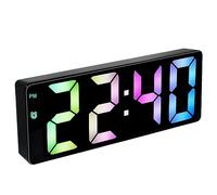 Sveglia digitale colorata sveglia da comodino USB/batteria Orologio da scrivania con schermo a LED Display della temperatura Luminosità regolabile Controllo vocale Display 12/24 ore per casa ufficio