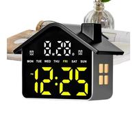 Sveglia digitale con 4 modalità di visualizzazione della temperatura a | Piccola sveglia a LED per interni, cucina, ufficio, mensole, camera dei bambini, camera da letto, comodino, colore: giallo