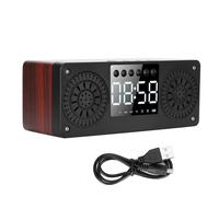 Sveglia digitale con altoparlante Bluetooth, ricarica wireless per smartphone, ritmo chiaro e potente per le tue canzoni preferite, finitura effetto