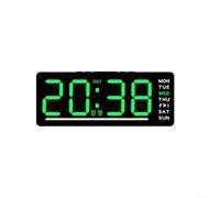 Sveglia digitale con ampio display a LED regolabile, luminosità a 5 livelli, temperatura e formati, doppia alimentazione per auto, yacht, camper, camere da letto e uffici in blu o rosso (verde)
