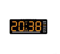 Sveglia digitale con ampio display a LED regolabile, luminosità a 5 livelli, temperatura e formati, doppia alimentazione per auto, yacht, camper, camere da letto e uffici in blu o rosso (arancione)