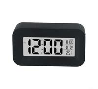 Sveglia digitale con ampio display LCD che mostra ora, data e temperatura, sveglie multiple con aumento graduale del volume, adatta per ufficio, viaggi e scrivania (nero)