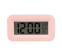 Sveglia digitale con ampio display LCD che mostra ora, data e temperatura, sveglie multiple con aumento graduale del volume, adatta per ufficio, viaggi e scrivania (rosa)