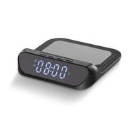 Sveglia digitale con carica wireless appoggio telefono 15 W nero Nero