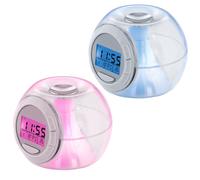 Sveglia digitale con display a LED e temperatura della data Cambio di colore RGB con 6 toni naturali, plastica trasparente, h 8,5 cm, set da 2