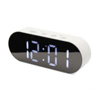 Sveglia digitale con display a specchio a LED, dimmerabile, elettronica, per camera da letto, alimentazione USB o a batteria, decorazione moderna per la casa, colore bianco