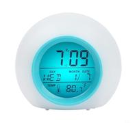 Sveglia digitale con luce notturna a LED a 7 colori, progettata per un facile utilizzo da parte dei bambini, con toni di allarme per la mattina (blu)