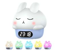 Sveglia digitale con luce notturna, luce notturna a forma di coniglietto, sveglia carina, piccola orologio da comodino per bambini e ragazzi, decorazione per la stanza di compleanno (blu)