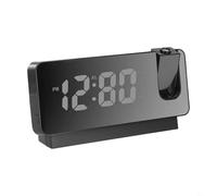 Sveglia digitale con proiezione USB, con display girevole a 180°, funzione temperatura e snooze, proiettore orario a LED per camera da letto, soffitto o parete, nero (nero)