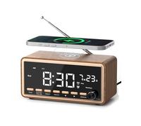 Sveglia digitale con radio FM, doppia allarme, altoparlante Bluetooth, White Noise Machine, Wireless Charger, orologio digitale dimmerabile, regalo di compleanno per donne, mamma e papà