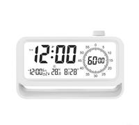 Sveglia digitale con retroilluminazione a LED con batteria ricaricabile USB, triplo allarme, funzionamento silenzioso e visualizzazione della temperatura ambiente (bianco)