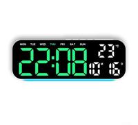 Sveglia digitale da 23,9 cm, piccolo orologio digitale per camera da letto, oscuramento automatico, data, secondi, giorno della settimana, temperatura interna, orologio da scrivania per classe