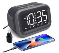 Sveglia Digitale da Comodino: 115dB Sveglia forte Sonno Pesantissimo 2 Allarme 6 Livelli di Luminosità Controllo Vocale 6 Suoni Natura Snooze e 12/24 Ore DST Orologio da Tavolo Digitale a Corrente