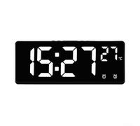Sveglia digitale da comodino con grande display a LED, orologio da tavolo con visualizzazione della temperatura, 5 luminosità regolabili, controllo vocale, snooze per camera da letto (bianco)