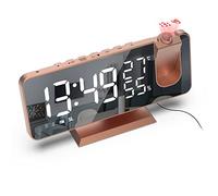 Sveglia Digitale da Comodino, Radiosveglia da Proiettore , FM Orologio con Doppi Allarmi, 3 Livelli Luminosità, USB Porta di Ricarica, 12/24 Ora, Snooze, 15 Livelli di Volume (Senza Adattatore)