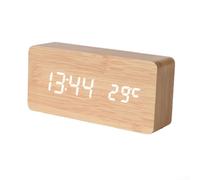 Sveglia digitale da scrivania con ora, data, temperatura e luce notturna, 15 x 7 x 4 cm, grande display a LED, design in legno, doppia sveglia e funzione snooze, lampada portatile per camera da letto