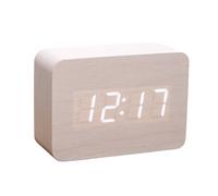 Sveglia digitale dal design in legno, multifunzione con ricarica wireless e display LED dimmerabile, display rettangolare che mostra ora e u