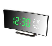Sveglia Digitale, Grande Schermo a LED da 6.5'', Sveglia da Comodino con temperatura e umidità, Orologio a Specchio con 2 Allarme, luminosità regolabile, Snooze, Alimentato USB (verde 01)