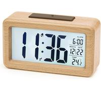 Sveglia Digitale in Legno, Sveglia LCD Orologio Digitale Senza Ticchettio Con Di