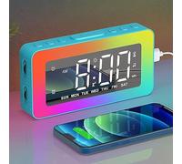 Sveglia digitale per bambini, con 8 luci notturne RGB, display a LED, doppia sveglia, snooze, luminosità dimmerabile, timer, porta USB, 8 suoni di sonno, sveglia per camera da letto