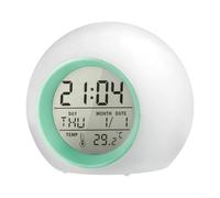 Sveglia digitale per bambini con luce notturna a 7 colori, display a LED per ora e data, progettata per la decorazione della camera da letto (verde)