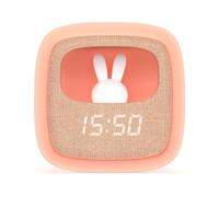 Sveglia Digitale per Bambini e Lampada Billy Clock con Coniglietto Soft Touch - Sveglia Comodino con Data, Ora e 3 Allarmi - Luminosità Regolabile - Rosa - MOB