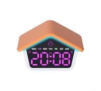 Sveglia digitale per casa, grande display a LED, orologio da comodino con doppio orario, data, 8 colori, luce notturna, funzione snooze, decorazione per la casa (arancione)