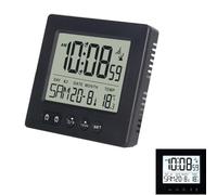 Sveglia digitale radiocomandata con termometro, calendario, luce, temperatura, settimana, visualizzazione data, due ore di sveglia indipendenti, regolazione automatica dell'ora estiva/invernale