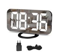 Sveglia Digitale, Specchio Sveglia Grande Schermo Del 6,5 PB con Modalità di Variazione della Luminosità, Luminosità Regolabile, 2 Porte di Ricarica USB, Grande Pulsante Snooze per Home Decor Nero