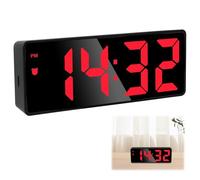 Sveglia Digitale, Sveglia da Comodino con Temperatura e LED Grande Schermo Snooze Orologio da Comodino USB/batteriaa Specchio 3 Livelli di Luminosità USB Ricaricare Sistema 12/24 Ore (Luce Rossa)