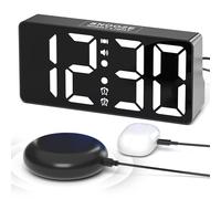 Sveglia digitale, sveglia rumorosa per dormienti profondi con agitatore, sveglia vibrante per non udito, udito, giovani, caricatore USB, grande display, regolazione della luminosità, sonnolenza